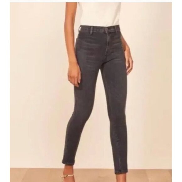 Reformation May High Skinny Jeans in Washed Black Size 28 - Picture 3 of 15
